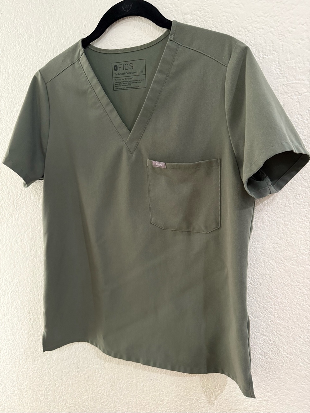 Figs Moss Green/Olive V-Neck Medical Scrub Top